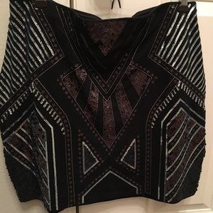 NWT Gorgeous Black Knit Sequin Skirt